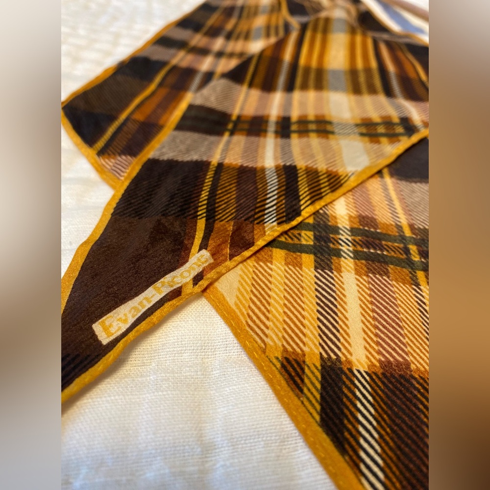 Evan Picone Yellow & Brown Plaid Scarf